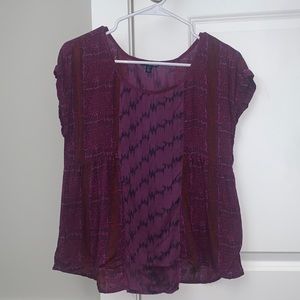 American Eagle purple/maroon short sleeve baby doll blouse size XS